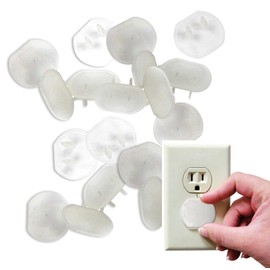 Electrical Outlet Safety Caps For Childproofing/Baby Cover Plugs and Draft Insulation Pack (Clear, 24 pc)