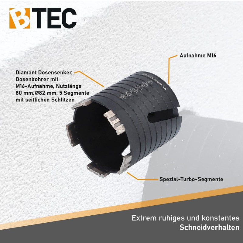 BTEC Diamond Drill Bit 82 mm with M16 Socket +