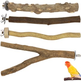 Set of 4 natural perches for birds, natural wooden perches, bird stand, bird accessories, perches for budgies, canaries, cockatiels, bird accessories in bird cage