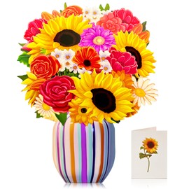 Happivue Sunflower Pop Up Birthday Cards for Women, 3D Flower Bouquet Get Well Card for Women, Happy Birthday Card with Envelope, Greeting Cards for Anniversary Thinking of You Thank You Get Well