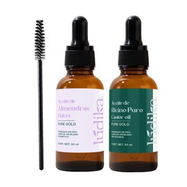Kit Aceite de Almendras + Aceite de Ricino 50 ml c/u | Sérum Noche Pestañas Cejas Uñas | Nutre Cutículas Cabello | Prensado en Frío Sin Hexanos