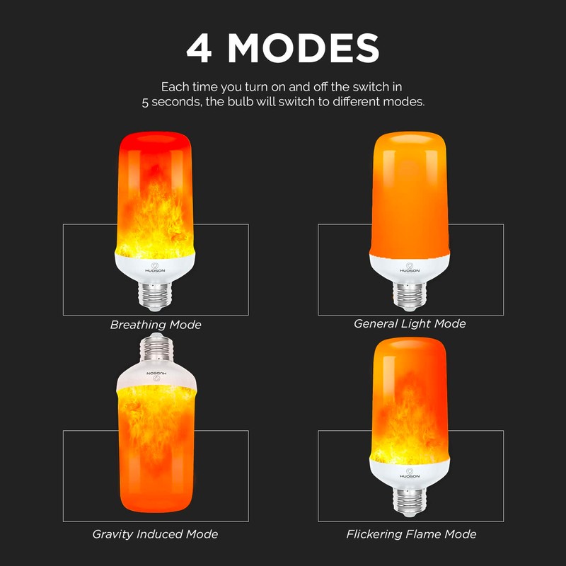 Hudson LED Halloween Bulbs - Flame Effect, 4‑Mode Upside Down