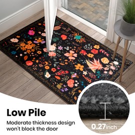 CRYPTOLITE CRYPTOLITE Door Mat 2x3 Rug Washable Entry Rugs Floral Non Slip Low Pile Small Area Rugs for Entryway Kitchen Front Door Indoor Entrance Entry Kids Room