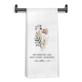WARDOS Christian Kitchen Towels, Inspirational Christian Gifts for Women, His Mercies are New Every Morning Bible Verse Hand Dish Towels for Bathroom Kitchen, 16x24 Inch