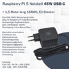 Raspberry Pi 5 USB-C Power Supply 45W, USB-C Power Supply,