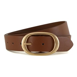Tanpie Fashion Women's Faux Leather Belts Ladies Waist Belt with Pin Gold Buckle for Jeans Pants 1.26" Width Brown Small