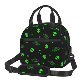bassyil Galaxy Alien Insulated Lunch Bag Reusable Lunch Box With Adjustable Shoulder Strap Cooler Tote Bag For Men Women