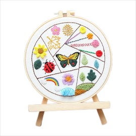 YOVKSI 4 Set Starter Embroidery Kit for Beginners Adults with Simple Embroidery Patterns, Beginner Embroidery Kit for Adults, Hand Embroidery Kit Includes Bamboo Hoop, Cloth (Insect Home)
