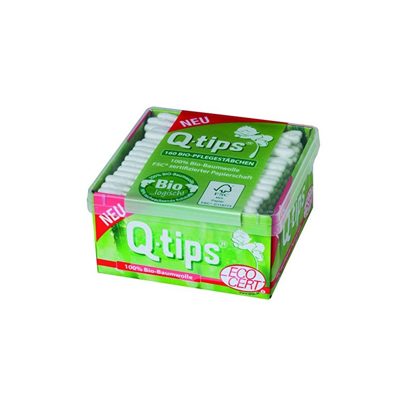 Q-tips Organic Care Sticks Cube Box 4 Packs of 160