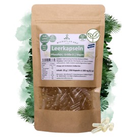 MICROFLORANA - Empty Capsules 0-250 Pieces - Vegetable - Suitable for Hand Machines - German Filling - Empty Capsules - To Fill Yourself - Empty Capsules - Laboratory Tested - Vegan - HPMC - Size 0