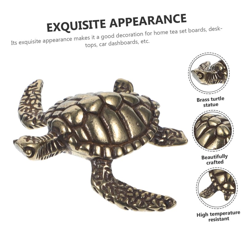 IMIKEYA Brass Decoration Turtle Statue Tortoise Statue Solid Copper Miniature