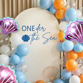 Onder the Sea Birthday Party Decorations - Onder the Sea Sign Decal for Balloons Arch Backdrop, First Birthday Decorations for Boy, Blue One Year Old Wall Decor, 1St Party Supplies Banner for Girl Boy