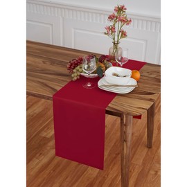 Solino Home Red Table Runner 90 Inches Long - Dru Cotton Linen 14 x 90 Inch Table Runner for Dining, 4th of July, Summer - Handcrafted and Machine Washable