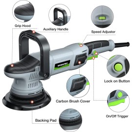 WORKPRO 6" Buffer Polisher 1080W Dual Action Orbital Polish Set 6 Variable Speed