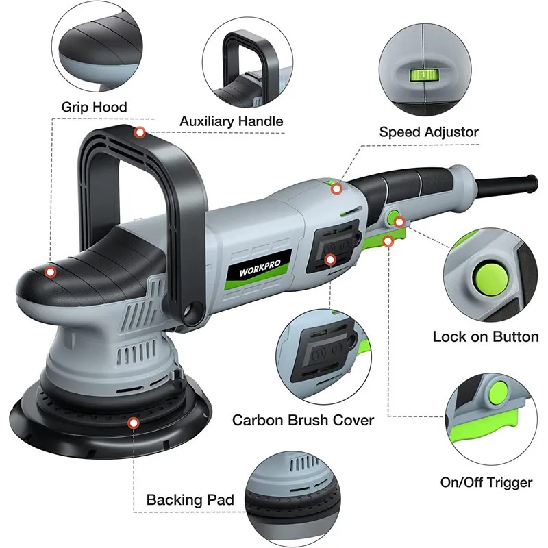 WORKPRO 6" Buffer Polisher 1080W Dual Action Orbital Polish Set