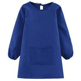 Augesak Children's Painting Apron, Painting Smock, Children's Craft Apron with Sleeves and Pockets, Children's Apron School Boys Girls for Crafts, Painting, Baking, Cooking, 7-11/12-16 Years, blue, L