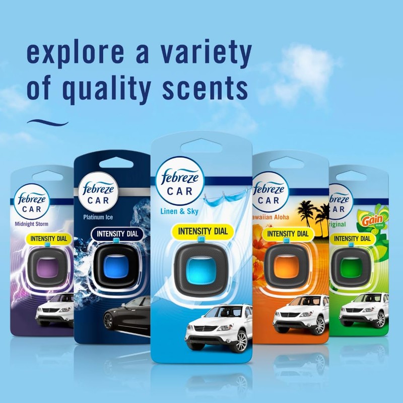 Febreze Car Air Freshener, Odor-Fighting Automotive Vent Clip, Linen &