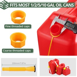 EYPINS Gas Can Spout Replacement, 5 Kit Gas Can Nozzle for Most 1/2/5/10 Gal Oil Can, Nozzle Vent Replacement, Gas Can Spout Kit,No Leaky