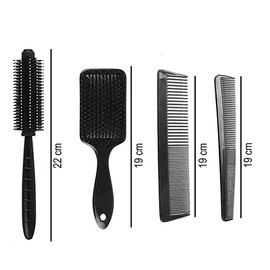 GITGRNTH Professional 4-Piece Hair Brush and Comb Set - Includes Paddle Brush, Round Styling Brush, Fine Tooth Comb, and Wide Tooth Comb - Detangling, Smoothing & Styling for All Hair Types - Ideal