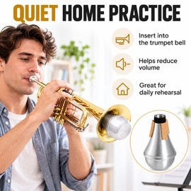 Aluminum Trumpet Straight Mute for Music Practice – Portable Silver Mute for Jazz Performance, Lessons & Everyday Playing