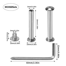 KINDPMA 60Sets M3 Cupboard Joining Bolts Cabinet Connectors Furniture Connecting Screws Bolts Furniture Fastener Binding Screws with Wrench for Connecting Wardrobe 35mm