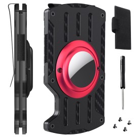 Unbranded Airtag Wallet Holder Smart Air Tag Wallets Men Money Clip RIFD Card Case Cover - Red