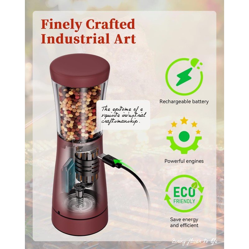 Electric Salt and Pepper Grinder Set with Storage Base, Stainless