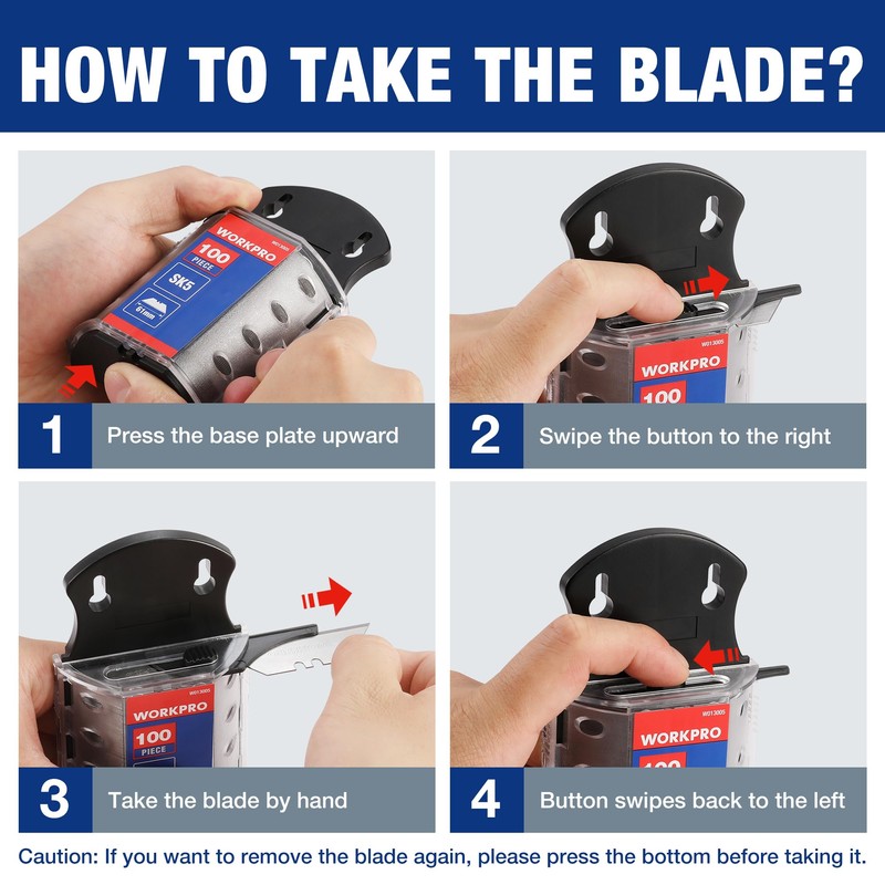 WORKPRO 200-Pack Utility Knife Blades with Dispenser, SK5 Steel Box