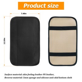 Bittwee Car Center Console Armrest Cover, Comfortable PU Leather Waterproof Anti-Scratch Auto Console Lid Pad Cushion Arm Rest Box Lid Protection Trim, Universal for Vehicle, SUV, Truck, RV（Black）