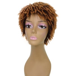 LUXLUXE Kayla Curly Locs 11 in Long Full Wig Full Cap Wig, Heat Resistant Fibers, Multiple Shades of Natural, Dip Dyed, & Blended Colors