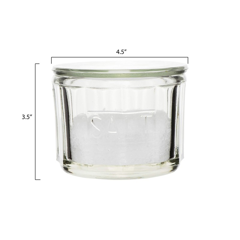 Creative Co-Op Round Pressed Glass Salt Cellar