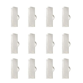 Craftdady - 100 puntas de cinta plateadas de 20 x 8 mm, cierre de cordón con lazo de 2 mm para hacer joyas de cuero y ante