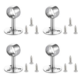 FFXN Pieces Curtain Rod Holder Stainless Steel Round Tube with Screws Clothes Rails Flange Set for Ceilings or Wall Surfaces (Fixed), 22.5 mm x 55 mm x 40 mm