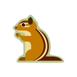 Die Cut Sticker Chipmunk, Geometric, Contour Vinyl Sticker 1 to 3 inches (Waterproof Decal for Cars, Water Bottles, Laptops, Coolers), Small
