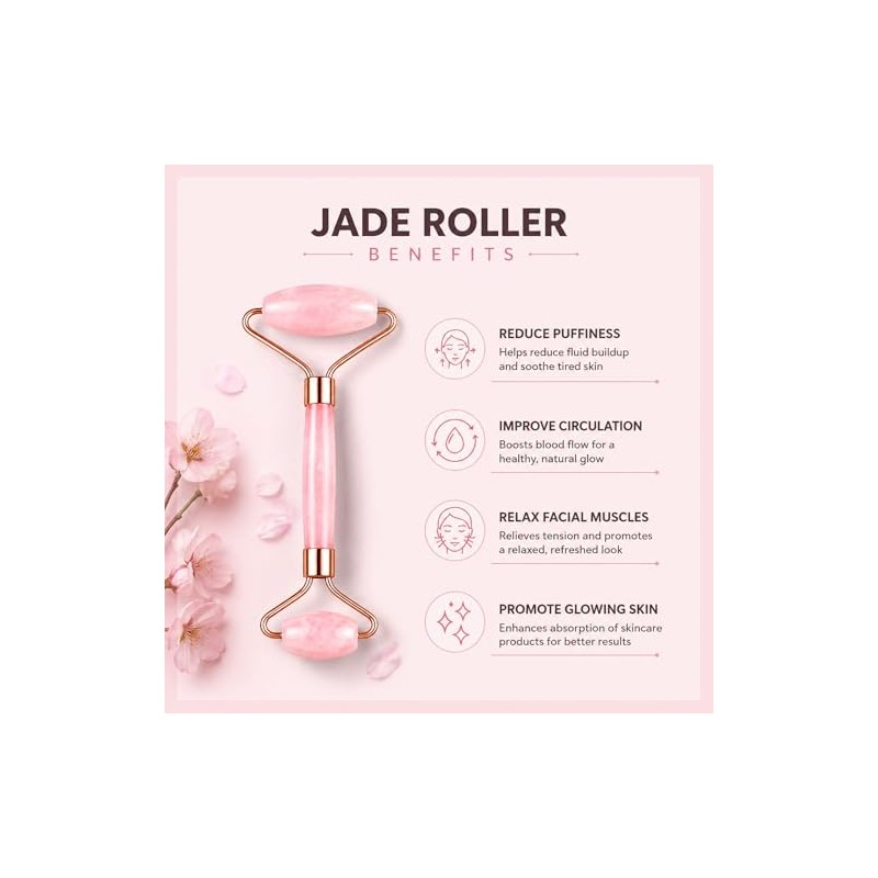 Generic Rodillo de jade de cuarzo rosa y set de