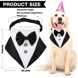 NO Guanyj Dog Tuxedo Collar Bandana Formal Wedding Bandana for Dogs with Butterfly Tie D Ring for Large Dogs and Oversized Dogs
