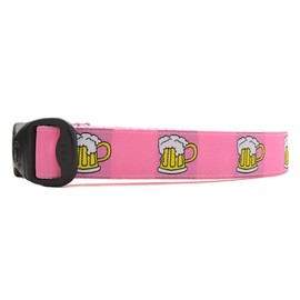 3 Dirty Dawgz Adjustable Manly Alcohol Beer Dog Collars for Medium Large and X-Large Dogs (Large 17"- 27" Neck, Pink)