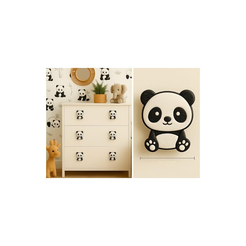 (6-Pack) Panda Theme Children's Door knobs - Pull Handles for