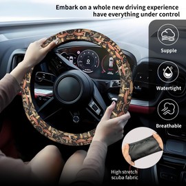 DAORJWL Car Steering Wheel Cover, Anti-Slip Breathable Elastic Neoprene 15 Inch Car Steering Wheel Protector for Women and Men,for Cars, SUVs Boho Mushroom
