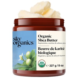 Manteca de karité orgánica de Sky Organics (8 oz) 100% pura sin refinar manteca de karité africana cruda para la cara y el cuerpo hidratante natural para la piel seca