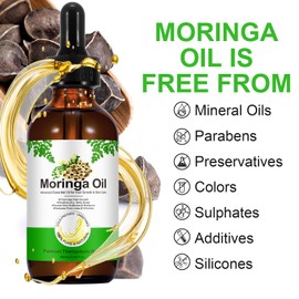 Moringa Oil, Cold-Pressed Moringas Oil for Hair, Face, Anti-Aging, Skin Care, Nourish Hair, Moringa Oil Organic Cold Pressed (2.02 Fl Oz)