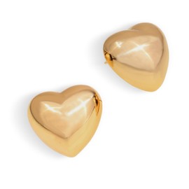 JeanBeau Chunky Gold Heart Stud Earrings for Women, Valentine Trendy Statement Love Lightweight Hypoallergenic Earing Wedding Prom Jewelry Gift.