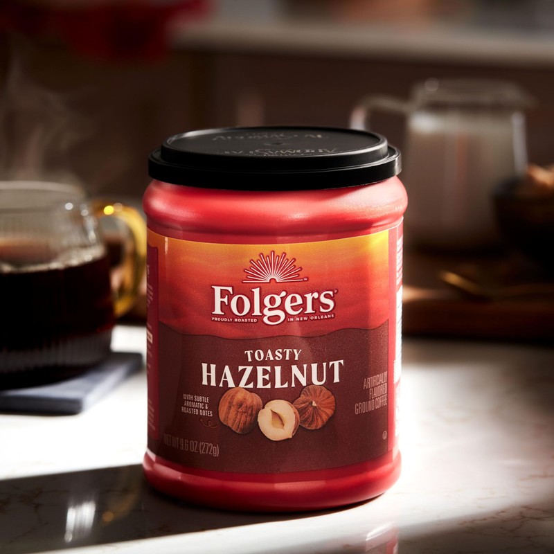 Folgers Toasty Hazelnut Flavored Ground Coffee, 9.6 Ounce
