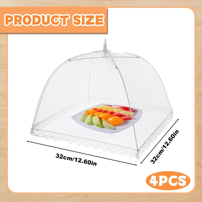4 Pack Collapsible Mesh Food Covers – Pop-Up Net Protectors