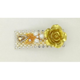 Kanthan Rose Floral Stone Hair Clips Barrettes Ties Pins Hair Accessories for Women Girls, Golden