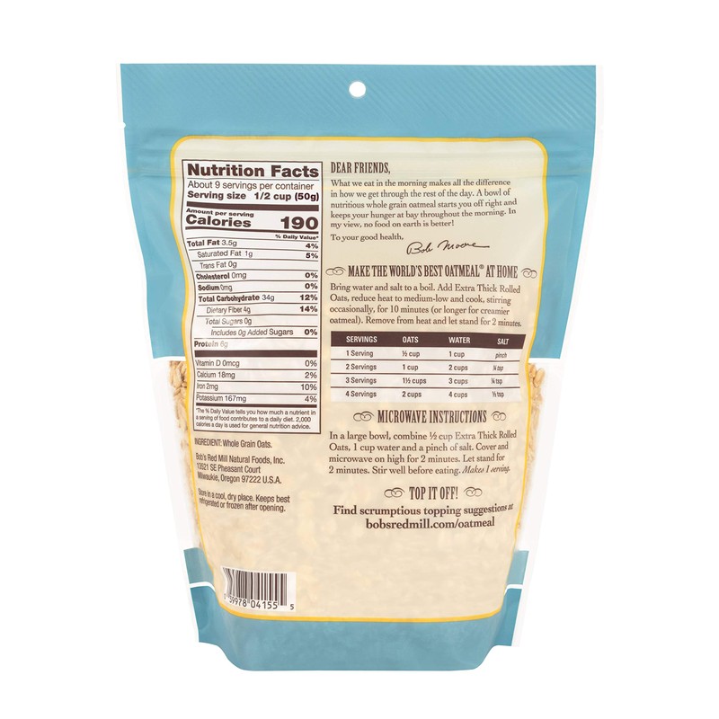 Bob's Red Mill Extra Thick Rolled Oats, 16 Oz (Pack