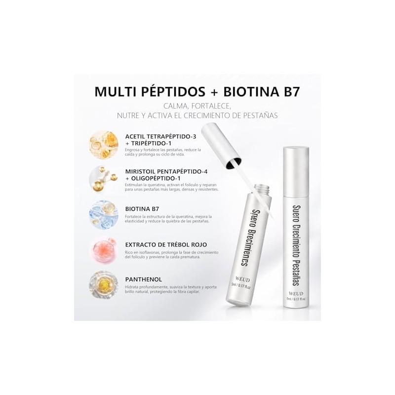 WEUD Serum Pestañas Coreano con Multi Péptido y Biotina B7,