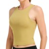 Colorfulkoala Women's Tank Tops Body Contour Sleeveless Crop Double Lined Yoga Shirts (S, Oil Yellow)