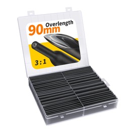 Eventronic 90 mm Extra Long Black Heat Shrink Tube Kit, 3:1 Extra High Shrink Rate, Large Cable Insulation, Heat Shrink Tubing in 200 Pieces