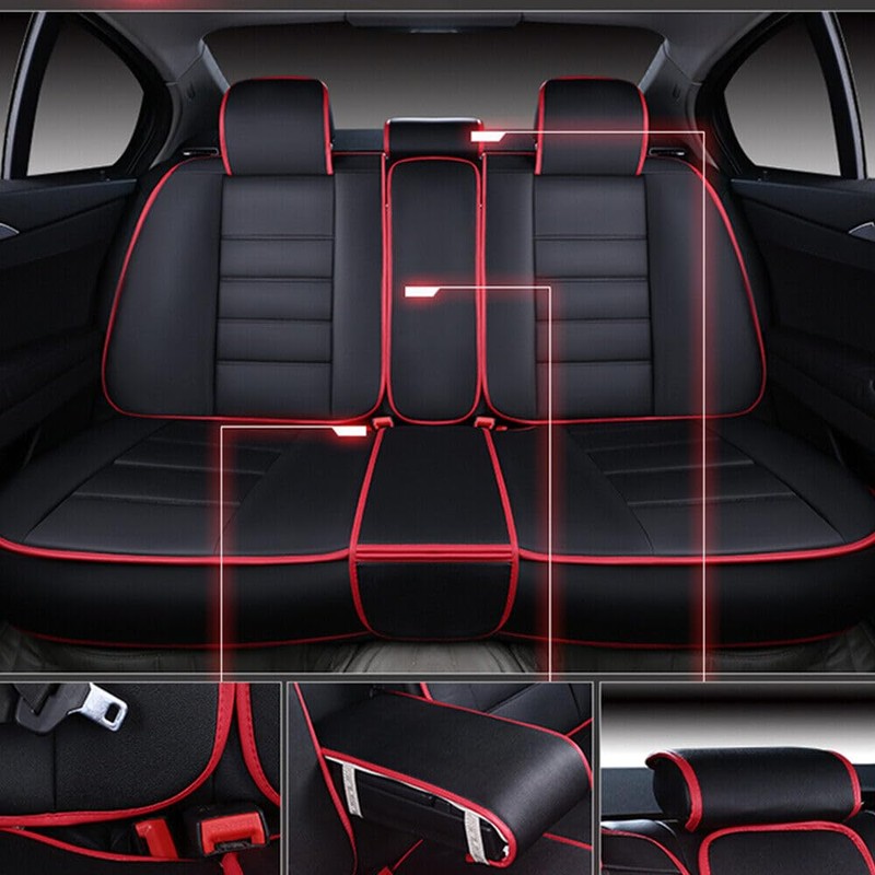 YINZINR Universal PU Leather 5-Seats Front + Rear SUV Car